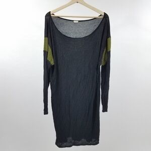 Kara Line Gray Lime Accents Knit Long Sleeve Top